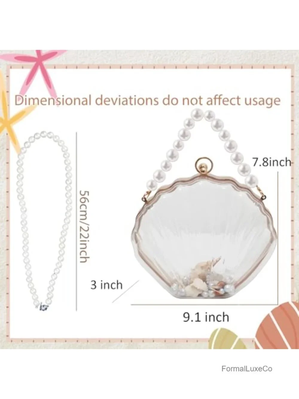 Acrylic Seashell Clutch Chain Shoulder Bag Evening Purse